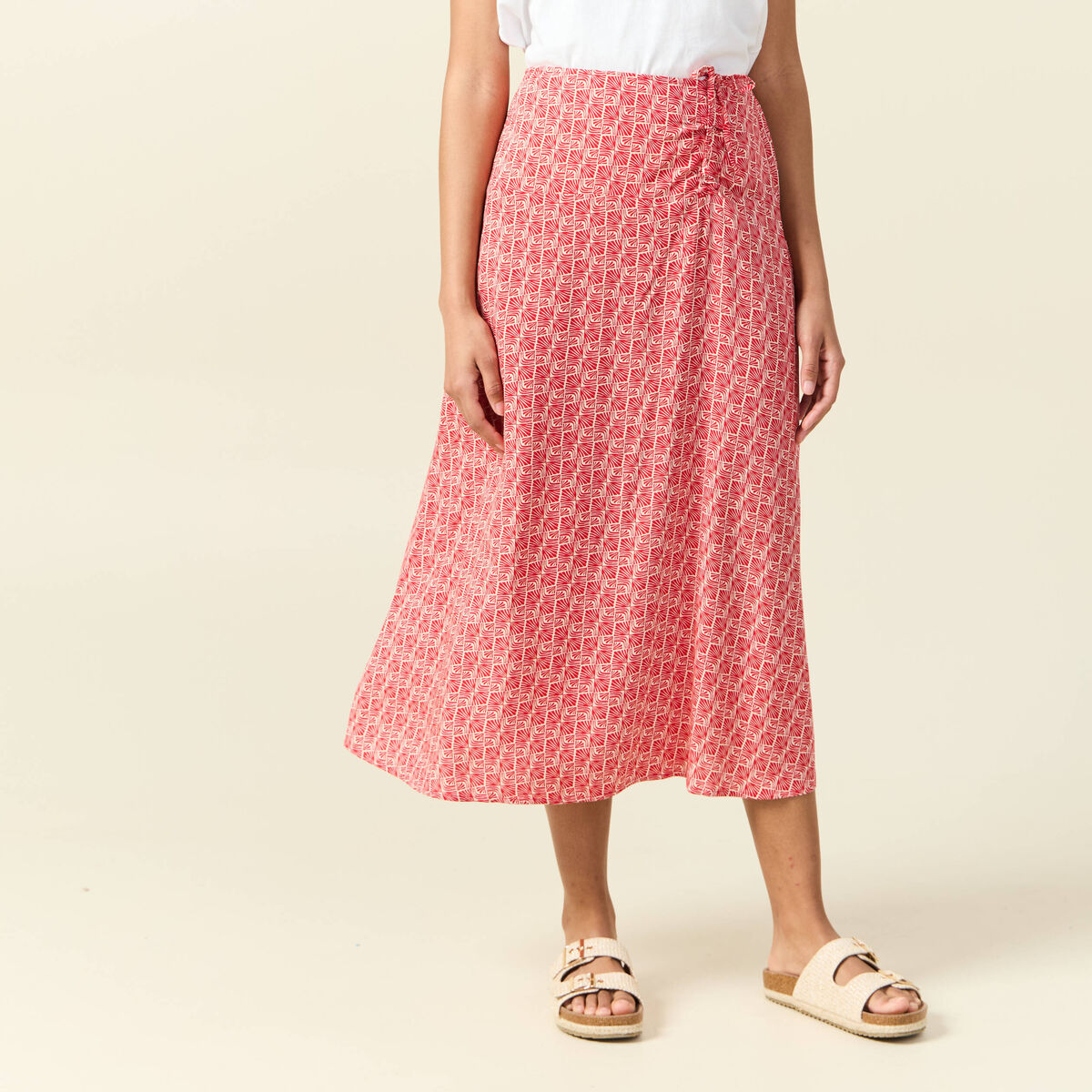 Jupe longue portefeuille rouge femme