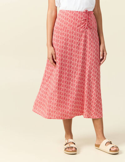 Jupe longue portefeuille rouge femme