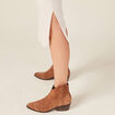 Jupe tricot midi ajustée beige femme