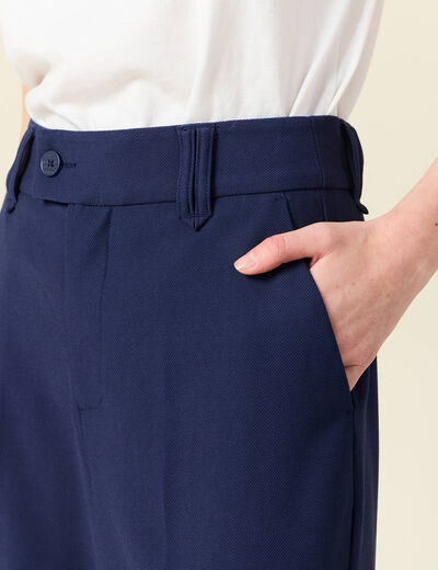 Pantalon city large à pinces bleu marine femme
