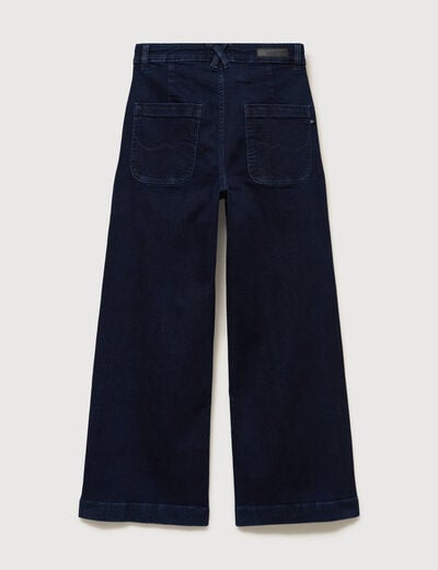 Jeans large taille haute denim brut rinse femme