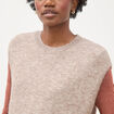 Pull droit court sans manches col rond marron clair femme