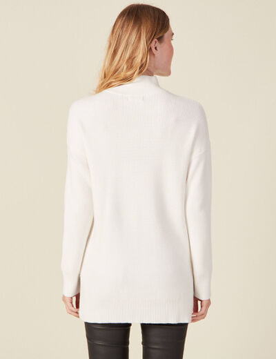 Pull long manches longues ecru femme