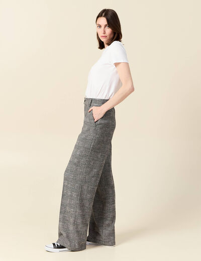 Pantalon large à pinces noir femme