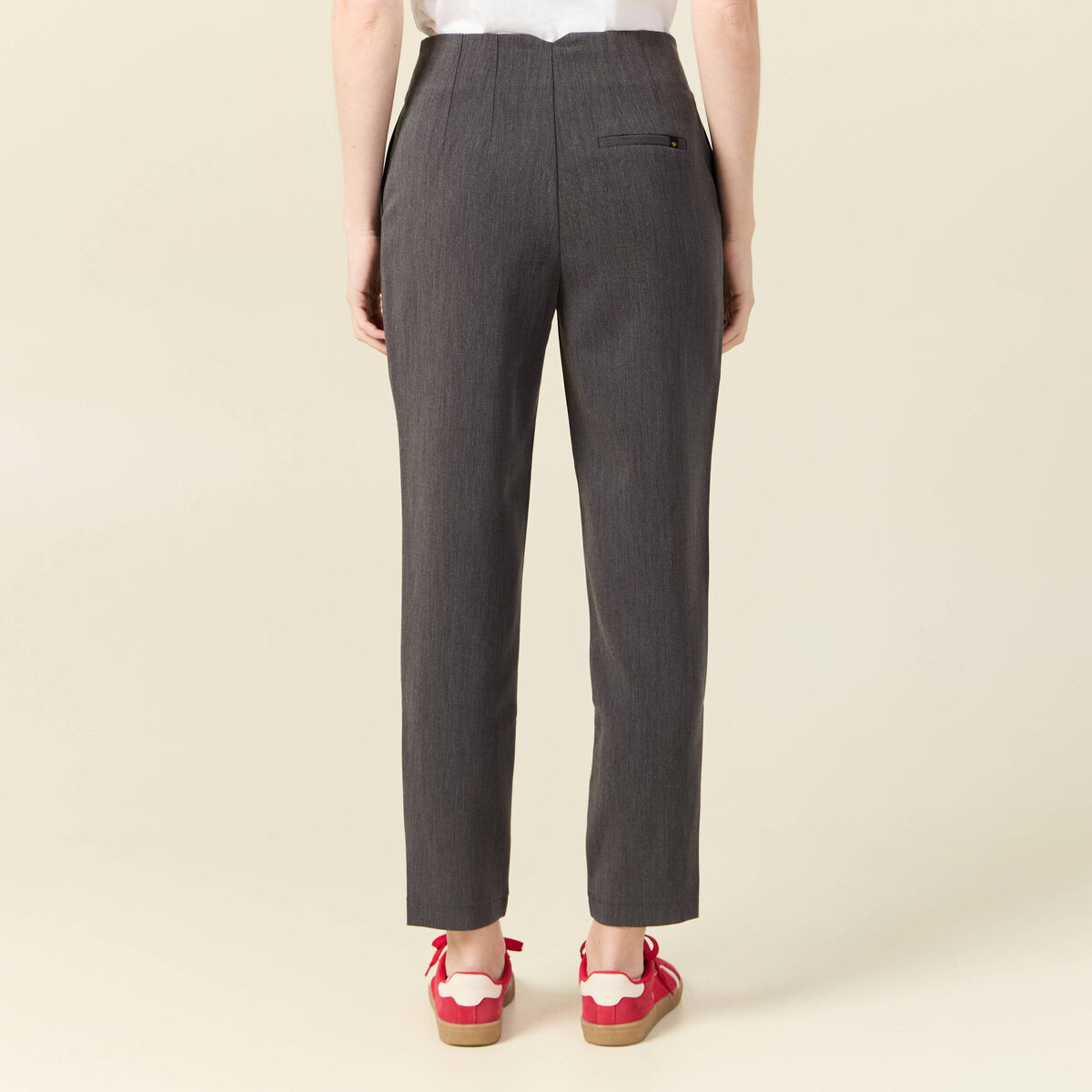 Pantalon cigarette gris femme