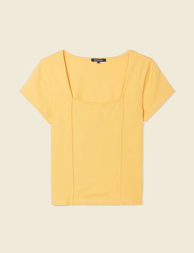 T-shirt manches courtes jaune femme
