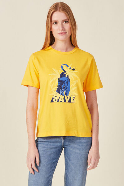 T-shirt manches courtes jaune or femme