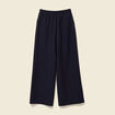 Pantalon large élastiqué bleu foncé femme