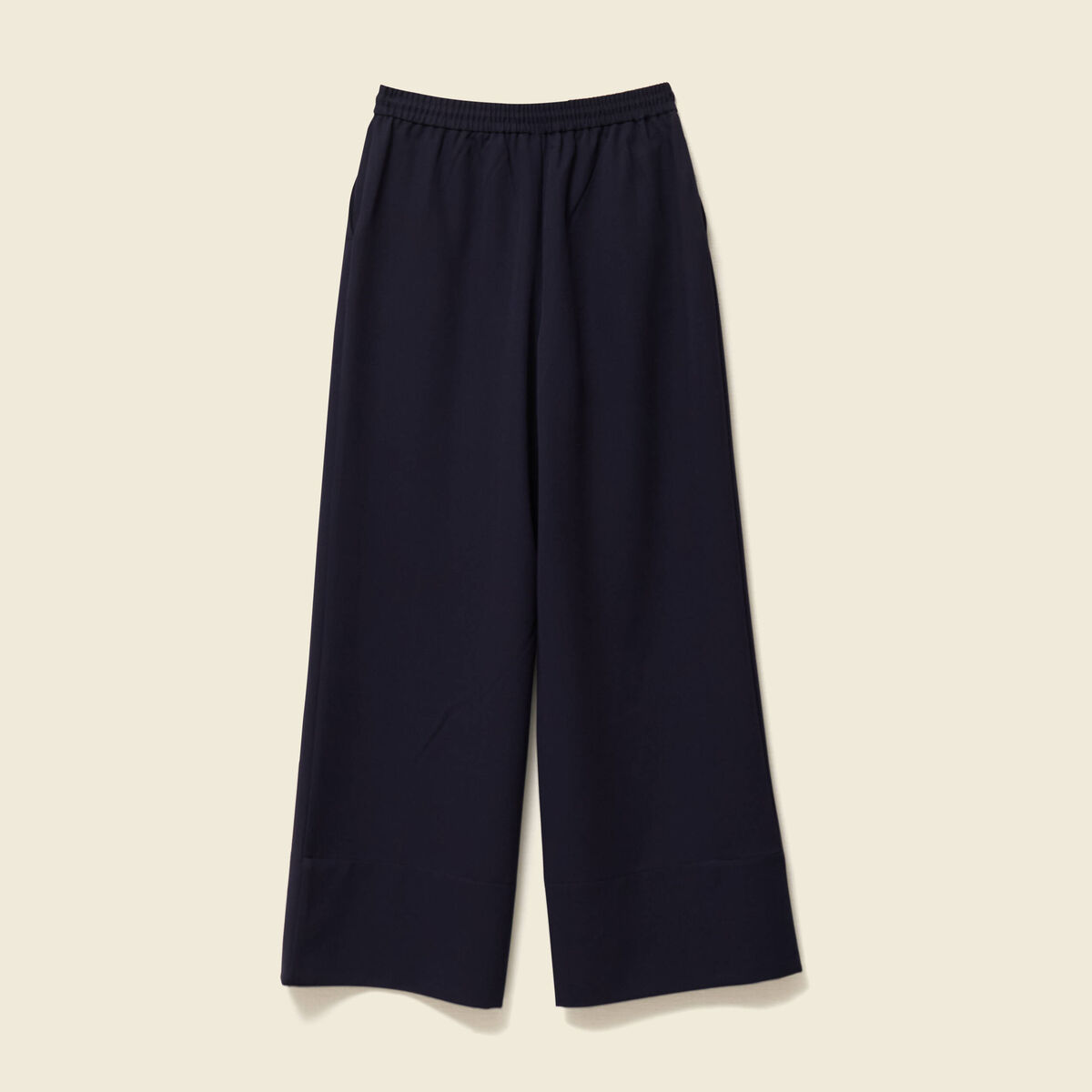 Pantalon large élastiqué bleu foncé femme