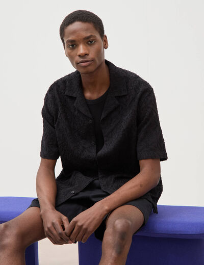 Chemise boyfriend en coton noir homme