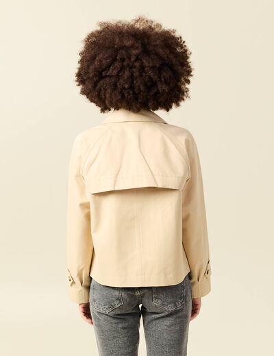 Trench oversize court col tailleur beige femme