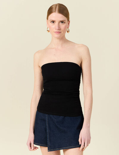 Bustier cropped côtelé noir femme