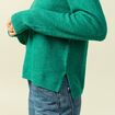 Pull col bateau manches longues vert femme