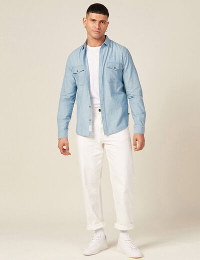 Chemise en jean bleu clair homme
