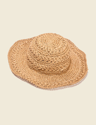 Chapeau tressée sable femme