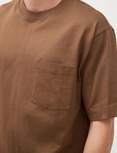 T-shirt droit en coton col ras du cou taupe homme