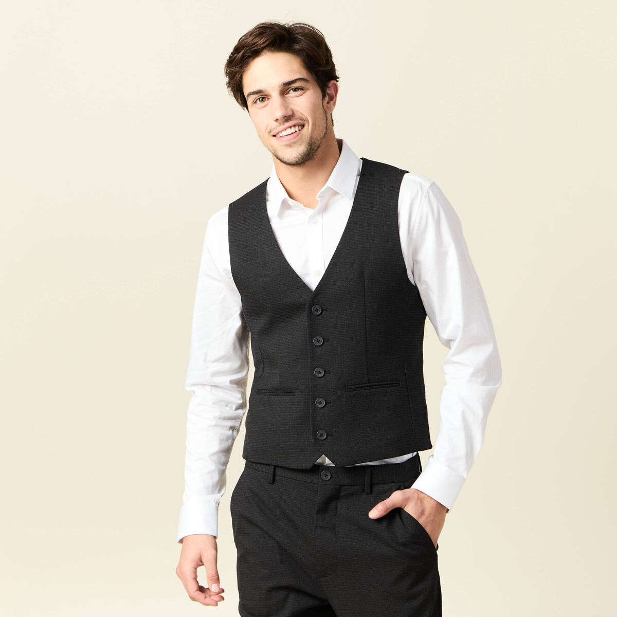 Veston sans manches noir homme