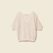 Pull col V manches coudes creme femme