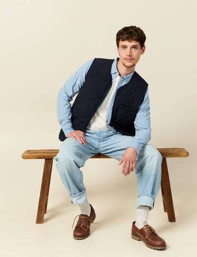Chemise col classique manches longues bleu clair homme