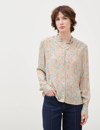 Chemise manches longues fluide bleu pastel femme