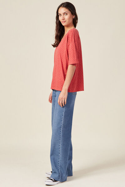 T-shirt manches courtes terracotta femme