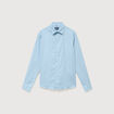 Chemise droite en coton manches longues bleu gris homme