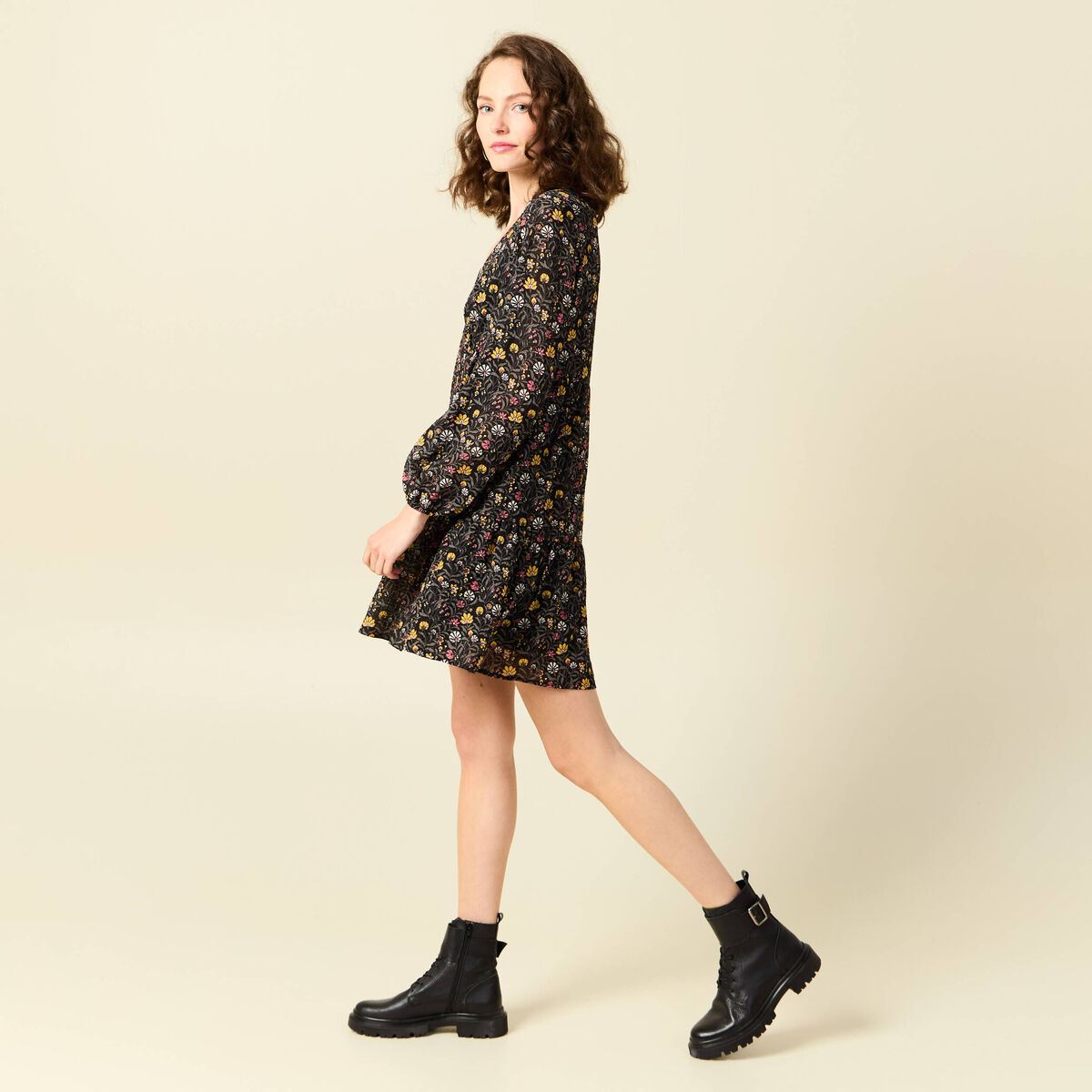 Robe évasée éco-responsable multicolore femme