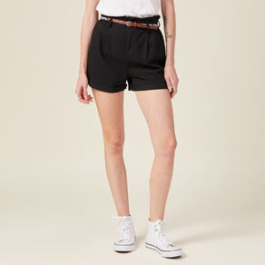 short paperbag ceinture noir femme Short paperbag ceinturé noir femme