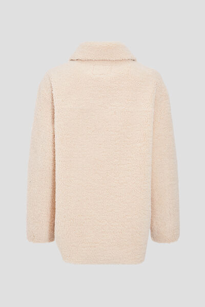 Manteau surchemise droit creme femme