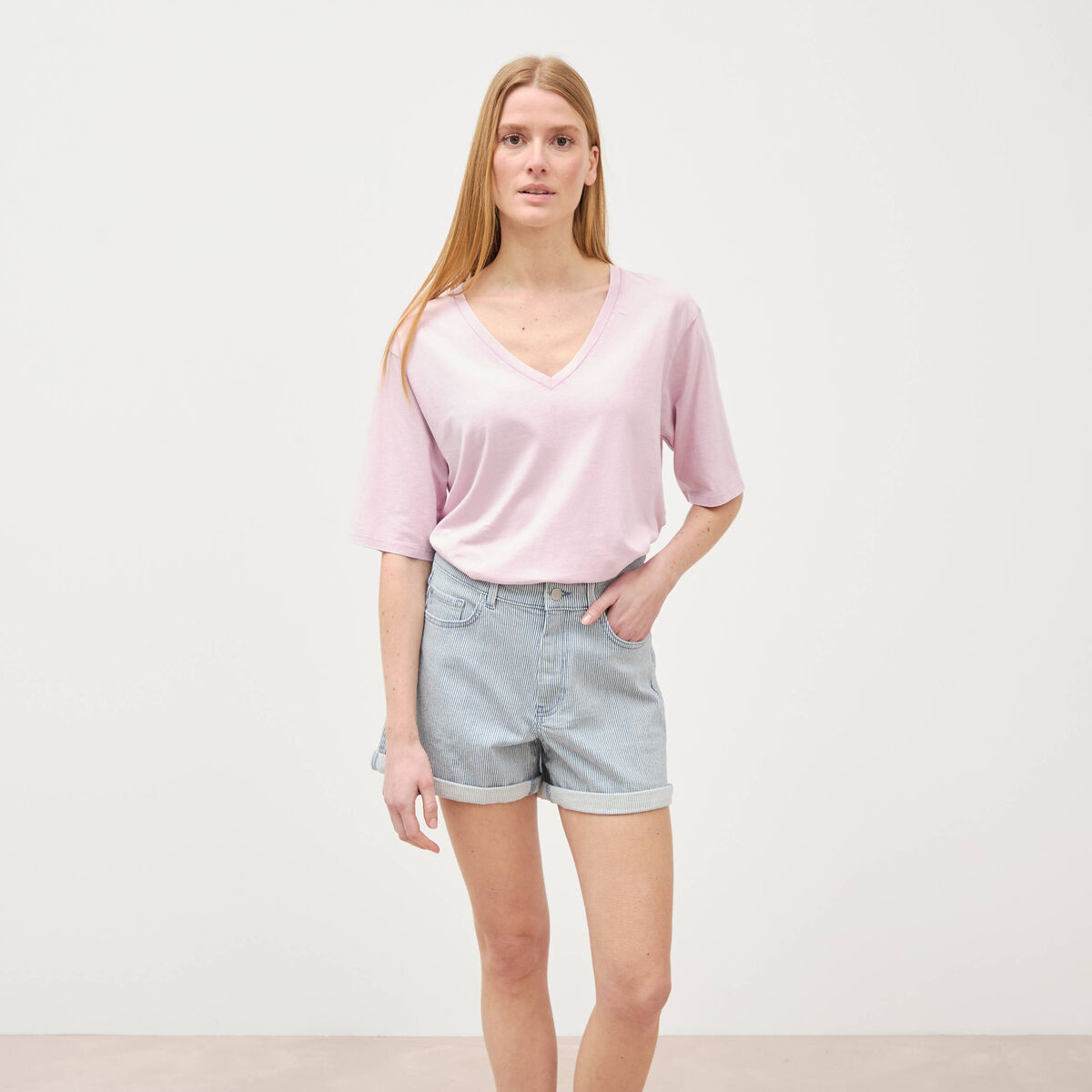 Short mom taille haute en jeans bleu marine femme