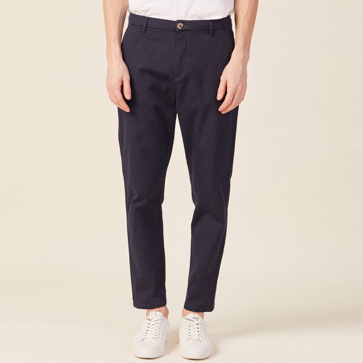 Pantalon chino 7/8&egrave;me bleu marine homme