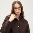 Blouson court oversize col sherpa marron fonc&eacute; femme