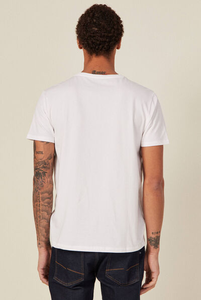 T-shirt col V homme Instinct blanc homme