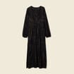 Robe longue évasée fluide noir femme