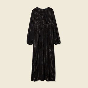 Robe longue évasée fluide noir femme
