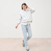 Jeans mom 7/8&egrave;me denim snow bleu femme