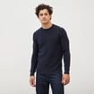 Pull manches longues col rond bleu marine homme