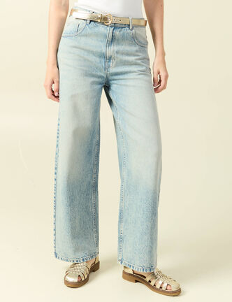 Jeans loose taille standard bleu femme
