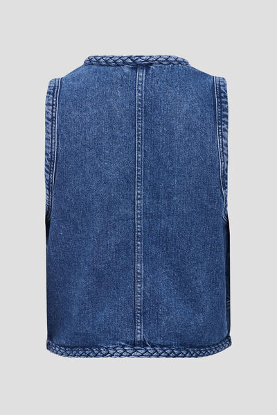 Veste droite en jean denim stone femme