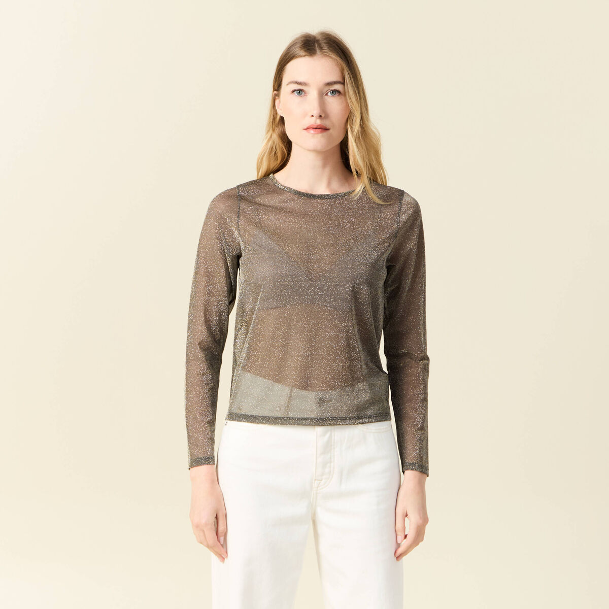 T-shirt manches longues couleur or femme