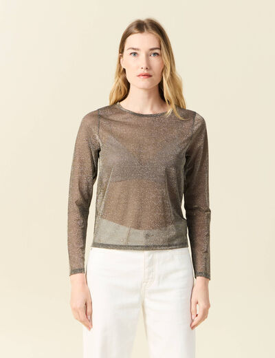 T-shirt manches longues couleur or femme