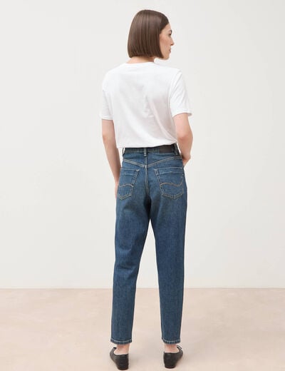 Jeans mom 7/8&egrave;me bleu femme