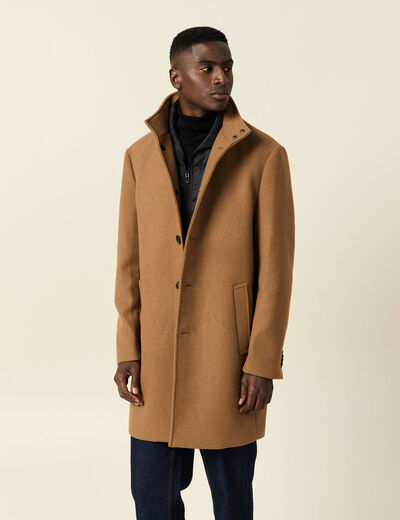 Manteau ajusté boutonné marron homme