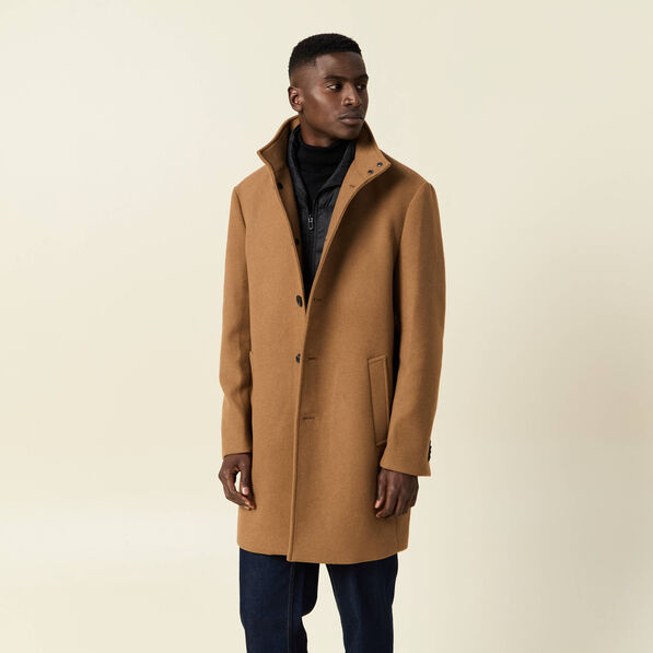 Manteau ajusté boutonné marron homme