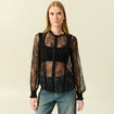 Chemise en dentelle manches longues noir femme