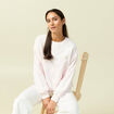 Sweat oversize manches longues brod&eacute; rose poudr&eacute;e femme