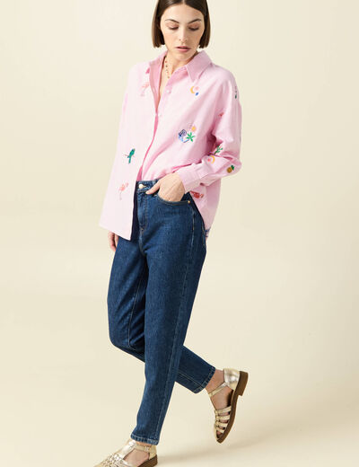 Chemise manches longues rose femme