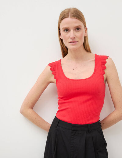 D&eacute;bardeur bretelles larges rouge fonc&eacute; femme