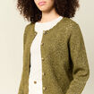 Gilet manches longues col rond vert kaki femme