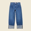 Jeans wide large taille haute denim stone femme